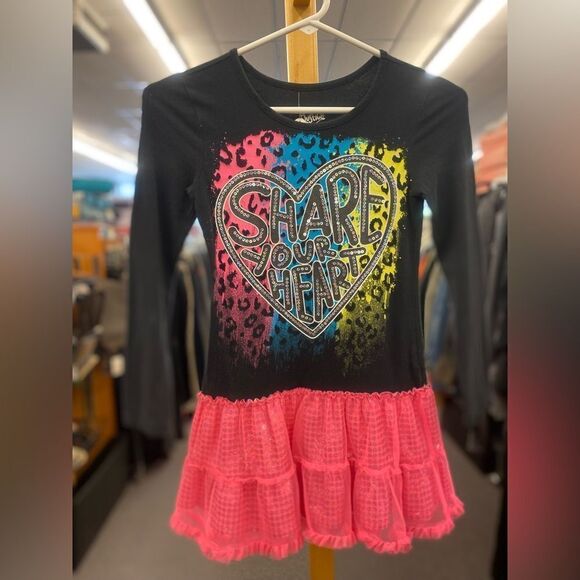 JUSTICE 7Girls Black/Pink Dress - Picture 1 of 3